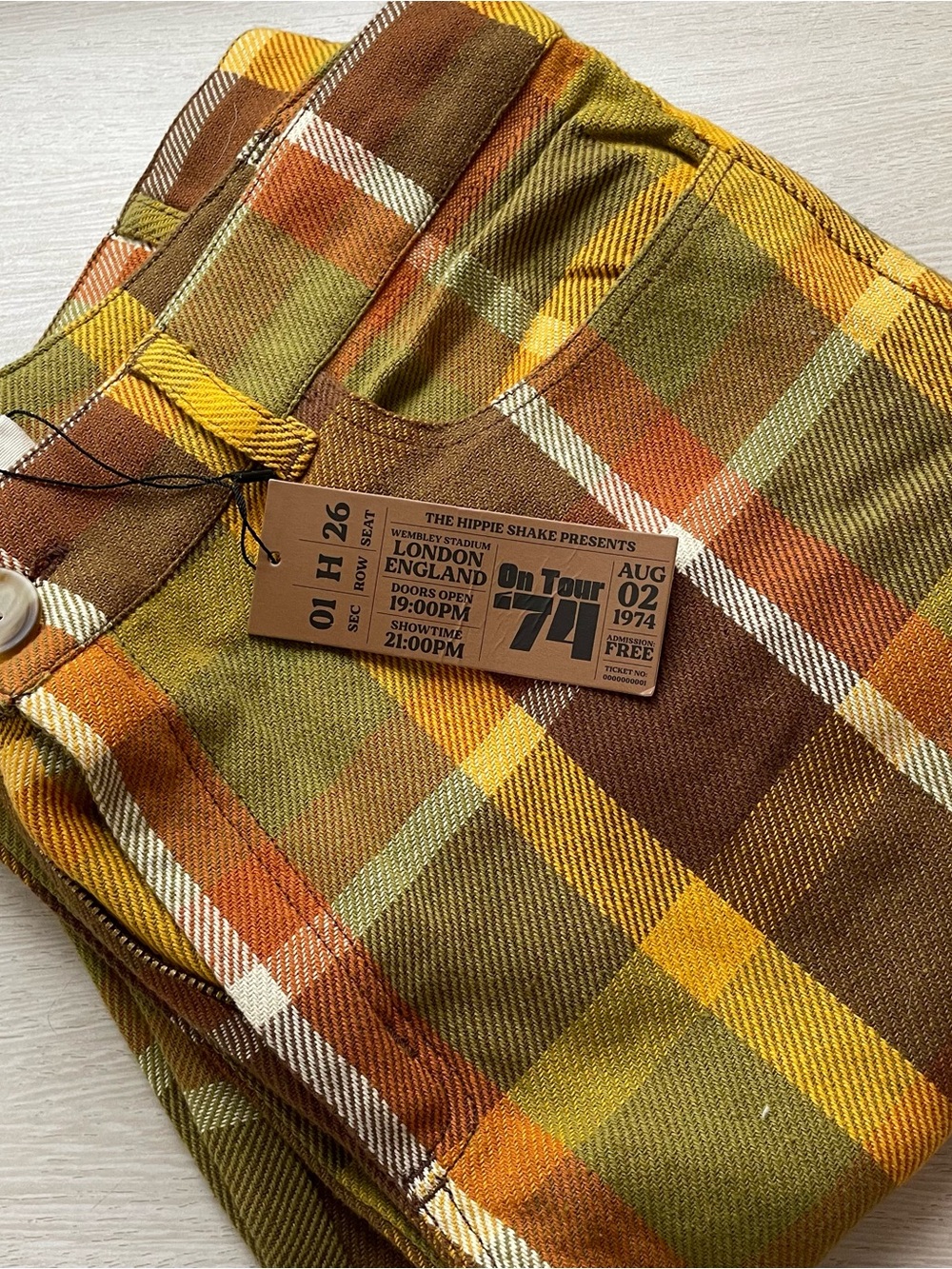 The Hippie Shake Vintage Inspired Get It On Checked Plaid Flare Pants RARE NWT - Picture 5 of 8